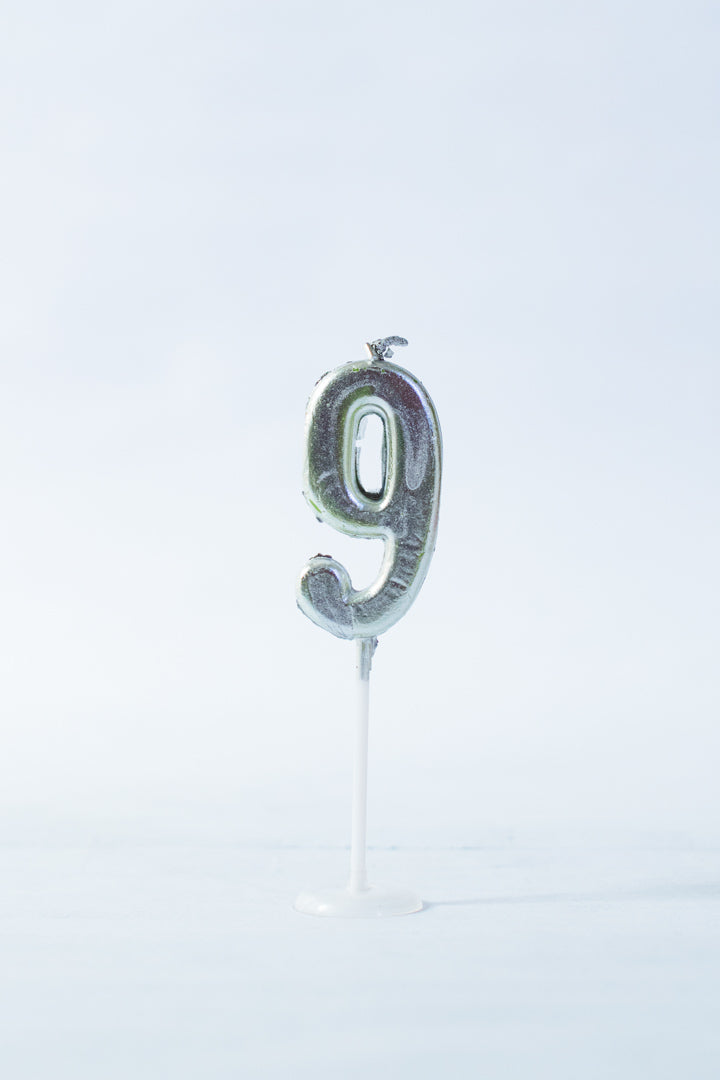 Silver Number Candle