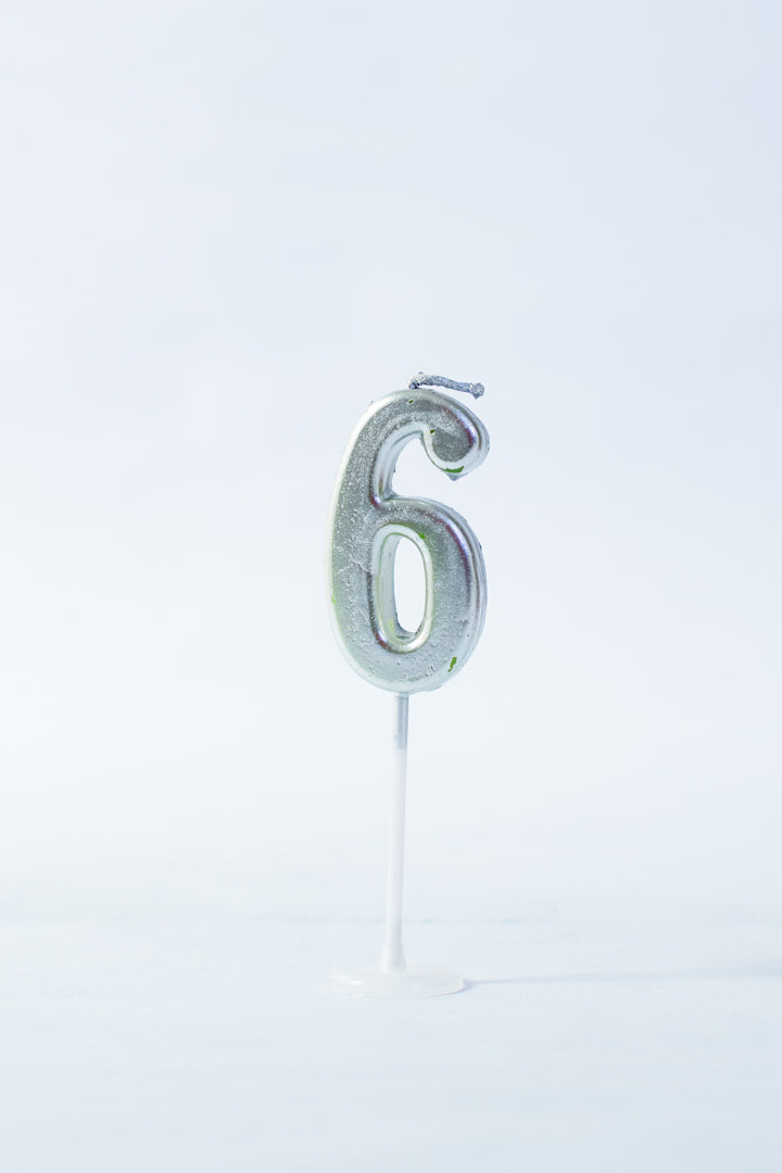 Silver Number Candle