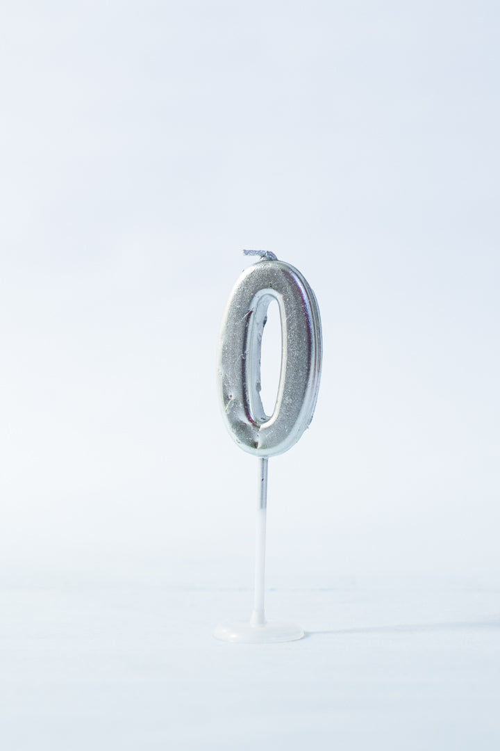 Silver Number Candle