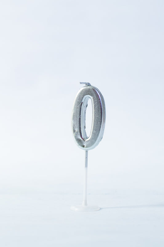 Silver Number Candle