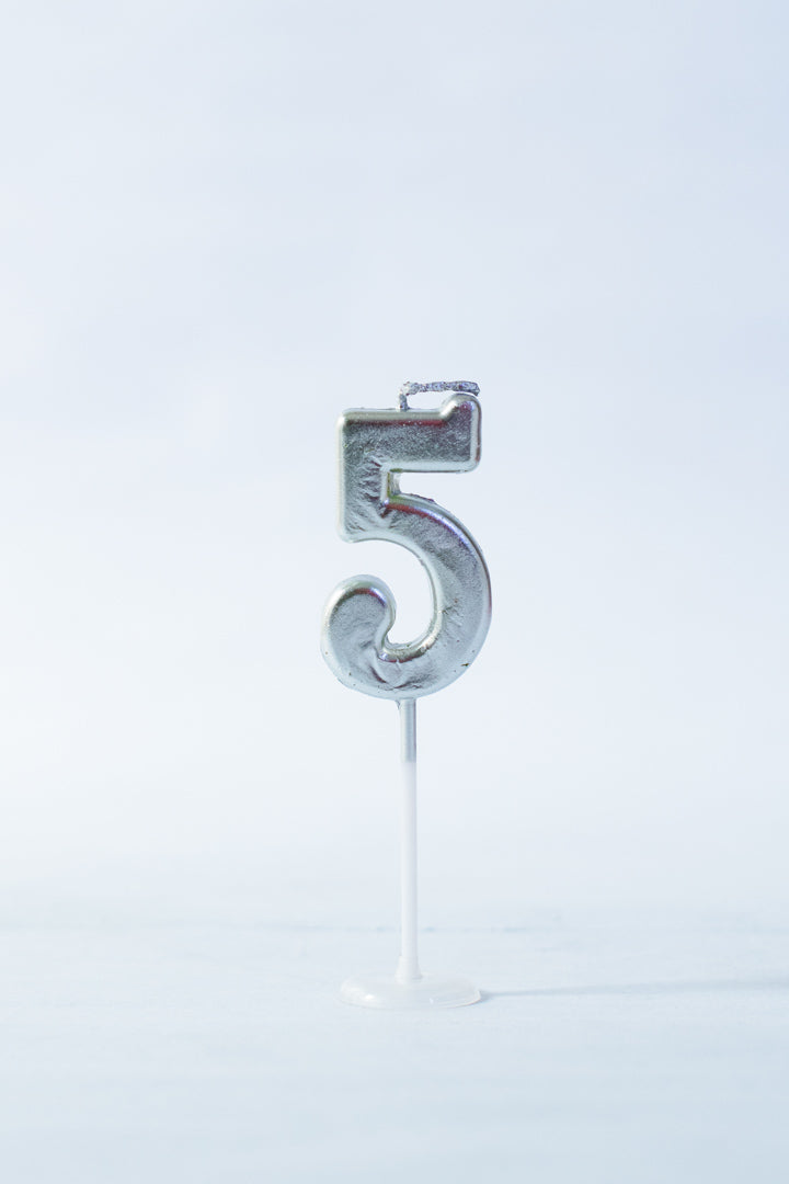 Silver Number Candle
