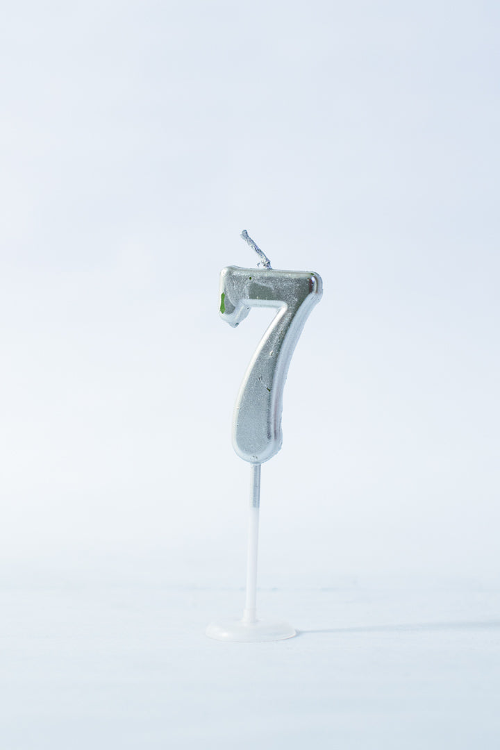 Silver Number Candle