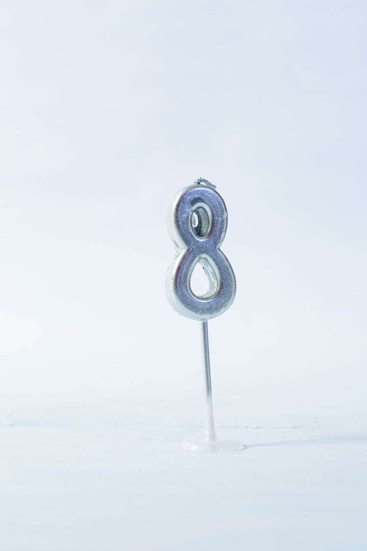 Silver Number Candle