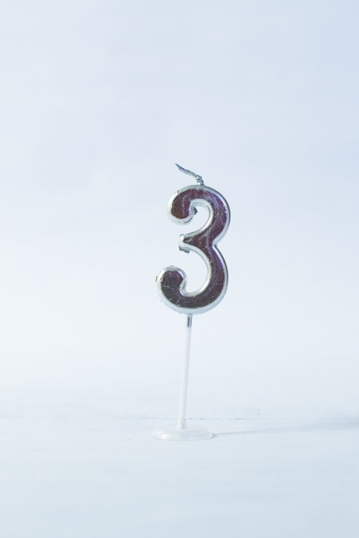 Silver Number Candle